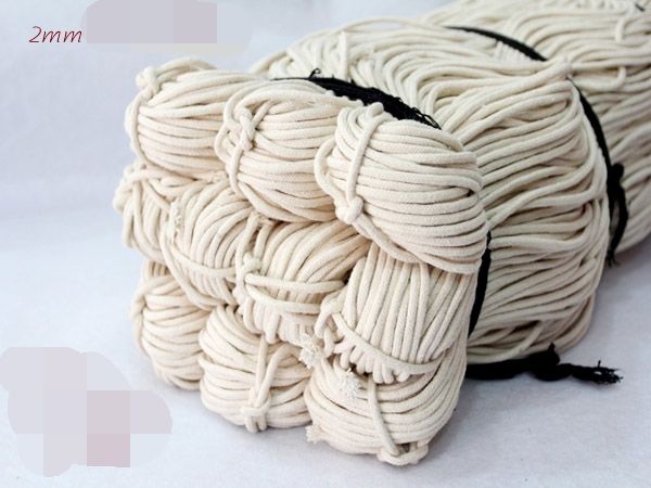 

2/2.5 / 3/4 / 5mm cotton rope sash cord twine washing clothes natural white thong string twine jewellery making thread 100 meter, Black;white