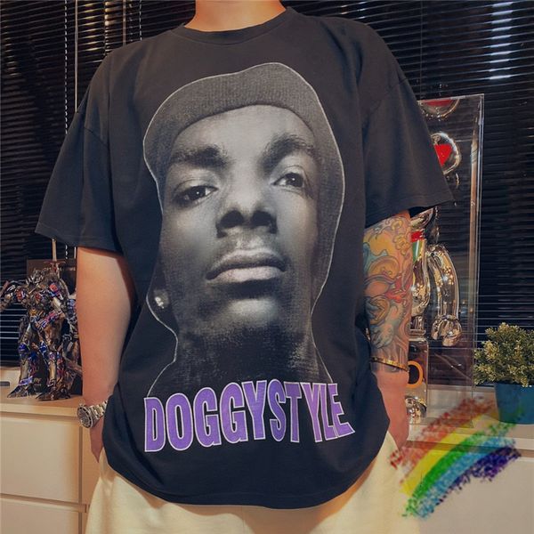 

2020ss doggy style t shirt men women fashion casual vintage washed snopp dogg t-shirt tees, White;black