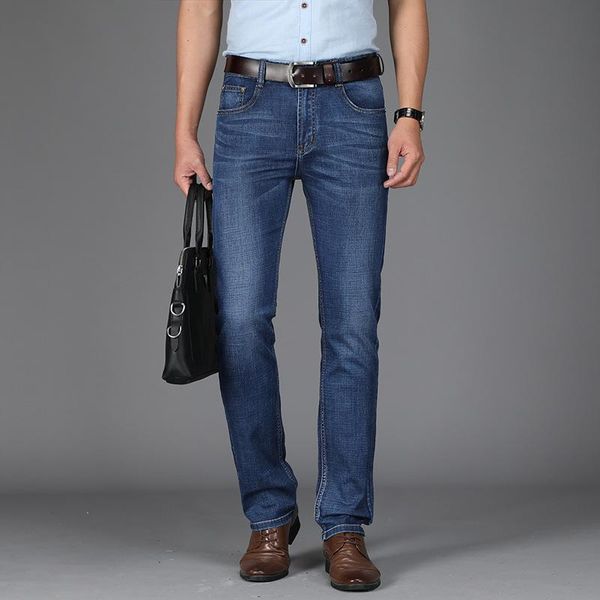 

men's designer jeans simple pants trendy brand blue elastic hip hop street casual fashion wide pants
