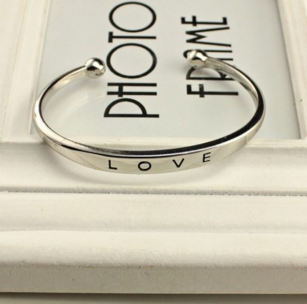 

open bracelet with love on it smooth alloy jewelry wholesale, Black