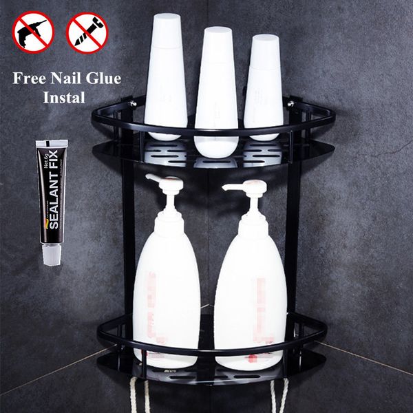 

black aluminum bathroom tray shelf shower caddy bath basket storage shelves hanging organizer rustproof wall mount etagere mural