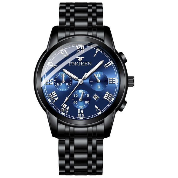 

men watches new luxury fashion stainless steel calendar multi needle sports quartz heren horloge relojes hombre 2019 saat erkek, Slivery;brown