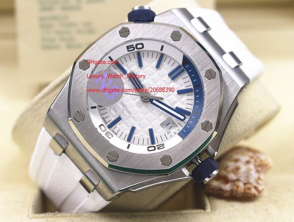 

the latest version luxury 42mm automatic white dial stainless steel mens watch watches rubber strap wristwatches, Slivery;brown