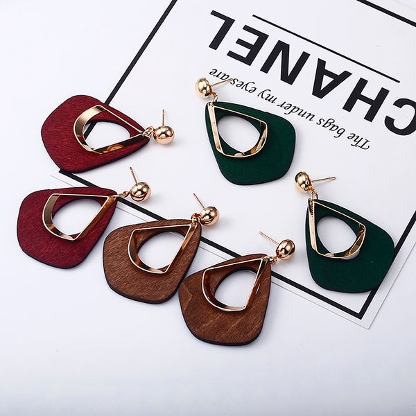 

korea wooden drop earrings fashion party drop earrings wooden creative earrings for wedding party christmas gift for female gifts, Silver