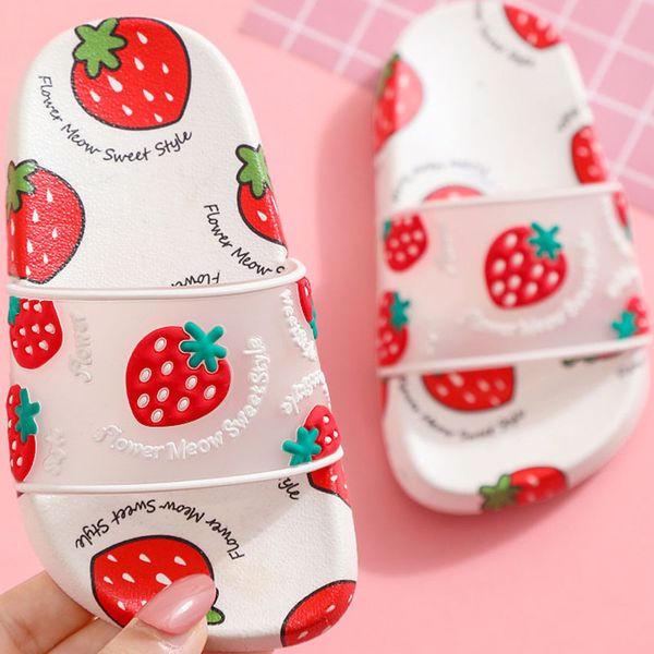 

summer new children's slippers girls shoes cute fruit pattern slippers home indoor non-slip soft bottom children's, Black;red