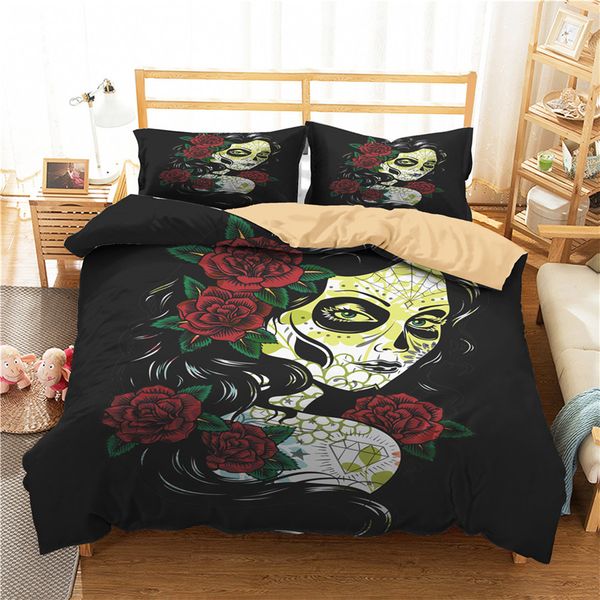 

a bedding set 3d printed duvet cover bed set horror skull home textiles for adults bedclothes with pillowcase #kl53