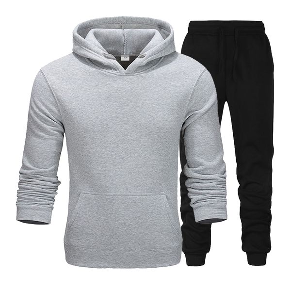 

новая мода casual hoodie спортивная мужская легкая атлетика одежда толстовки зимняя одежда марка толстовки + брюки костюм мужской, Gray