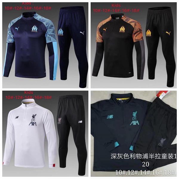 

19-20 olympique de marseille enfant tracksuit soccer jacket maillot de foot 2019 payet balotelli thauvin om football jacket tracksuit, Gray