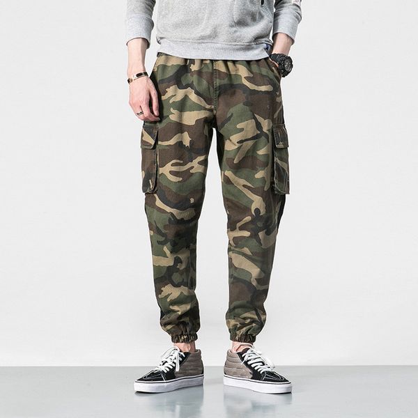 

moruancle men's hip hop cargo joggers with big pockets fashion camouflage tactical pants trousers plus size m-5xl elastic waist, Black