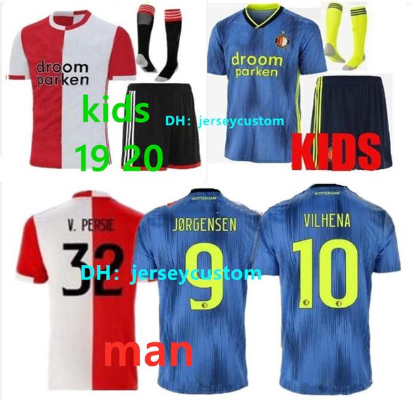 

2019 feyenoord man soccer jersey kids kit home away19 20 maillot de foot larsson v.persie berghuis vilhena football shirt, Black;yellow