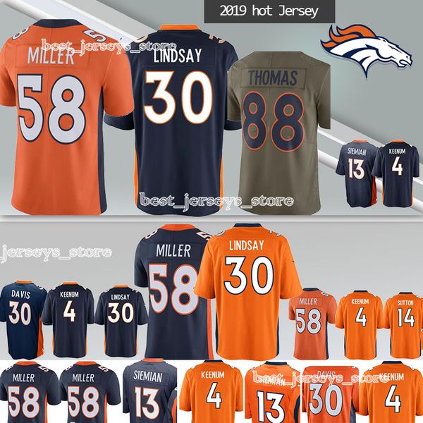 

denver 30 phillip lindsay bronco jersey 5 joe flacco 58 von miller 3 drew lock 14 courtland sutton john elway keenum jerseys, Black;red