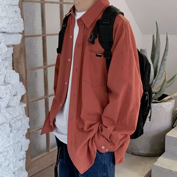 

простые твердые красные повседневные хлопчатобумажные мужские рубашки свободные рубашки на пуговицах с длинным рукавом camisas para hombre к, White;black