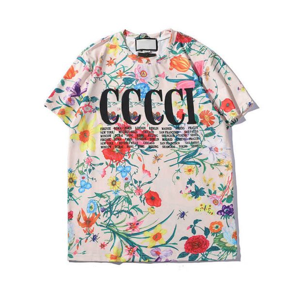

italy mens designer t shirt summer new trendy tees fashion letter print short sleeve casual flower pattern colorful tees 2020 sell, White;black