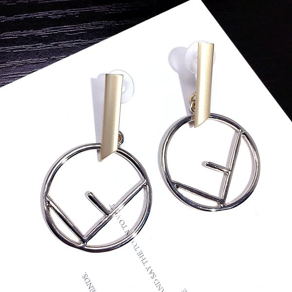 

s925 silver needle european and american big creative circle earring letters exaggerated large earrings asian gold star the same female