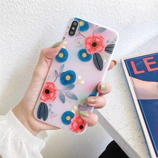

one piece tpu phone case lovely and fashion for iphone 6s 7 8 p x xs embossed flowers designer phone back cover
