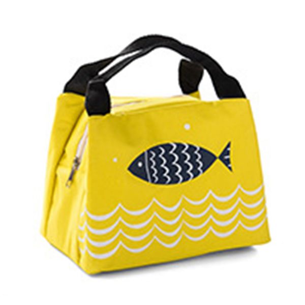 

print tote lunch bag little fish pattern oxford fabric insulated cute portable picnic large capacity school waterproof outdoor, Blue;pink