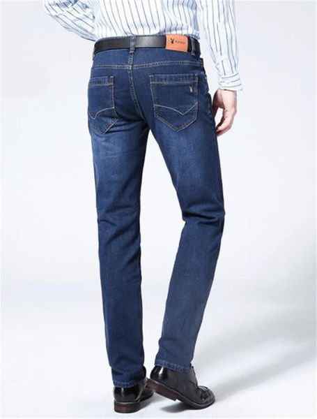 

мальчик мужские джинсы плюс размер середины талии темно-синий с застежкой-молнией мужские длинные брюки мужской дизайнер одежды прямой бренд, Blue