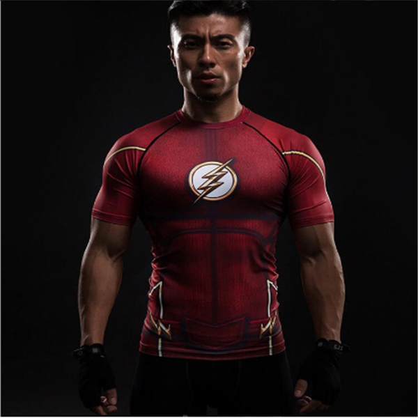 

2019 new red flash compression shirt fitness tights quick dry short sleeve t shirt summer men tee clothing s-xxxl, White;black