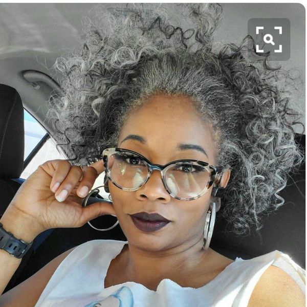 

clip in human hair extensions machine made remy brazilian human hair ponytail hairpieces silver grey hari 10" to 22", Black
