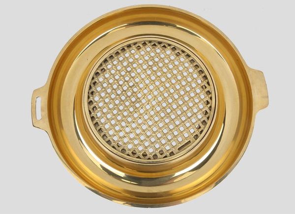 

copper bbq pan theme restaurant barbecue plate copper tableware ot water frying meat dish instant-boiled mutton pot 043-2