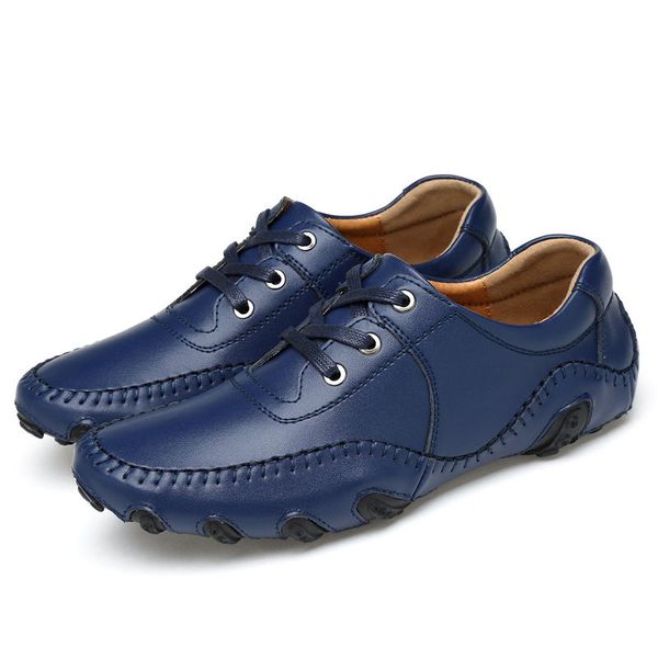 

handmade 2020 new mens casual shoes split leather lace up italian men footwear man driving shoes big size 38-47, Black