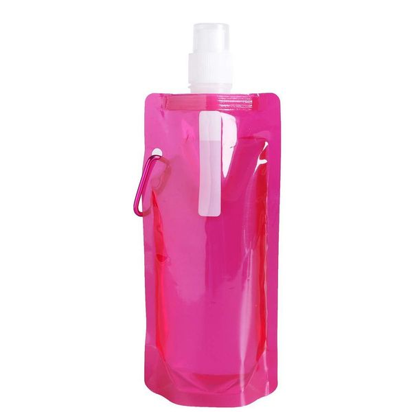

portable folding water bag sport outdoor travel reusable water bottle with clip