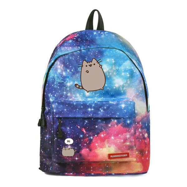 

cartoon fat cat backpack galaxy school bags fashion students backpack cute licorne travel bag for teenagers stars printing