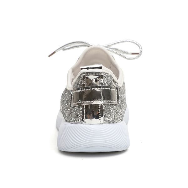 

women plus sneakers white flats glitter bling gold silver shoes woman casual size 2019 new women sparkly shoes sneakers summer otchm, Black