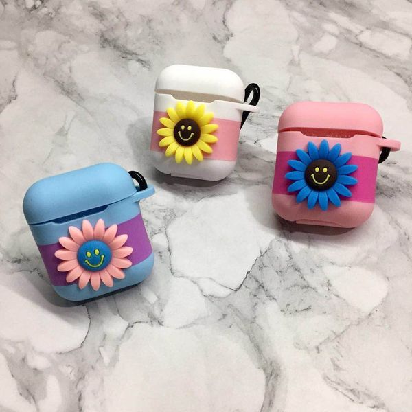 

Zzyd for airpod ca e protective cover unflower ilicone hook cla p keychain anti lo t apple airpod earphone ca e protector