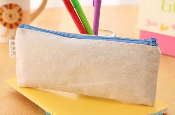 

200pcs 20.5*8.5cmdiy white canvas blank plain zipper pencil pen bags stationery cases clutch organizer bag gift storage pouch, Black;red