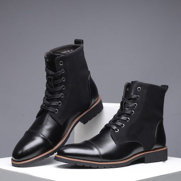 

men's fashion casual martin boots outdoor waterproof non-slip boots in the boots plus size 38-48, Black