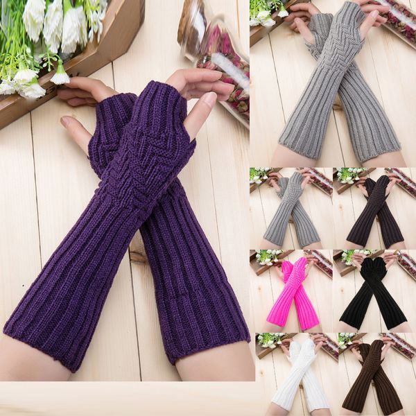 

повседневная мода унисекс полудлинной перчатки трикотажные fingerless зимние перчатки мягкая варежку женский теплый без пальцев, Blue;gray
