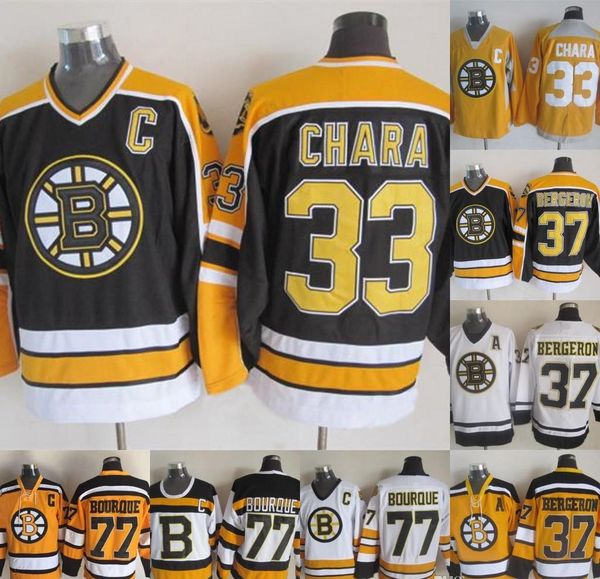 

boston 33 zdeno chara bruins 37 patrice bergeron hockey jersey 77 ray bourque stitched name and number hockey jersey fast shipping, Black;red