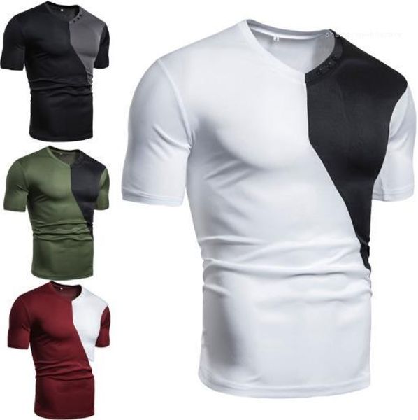 

одежда мужская летние виды спорта tshirts конструктора с коротким рукавом v шеи двойной цвет щитовые casual tees мужской, White;black