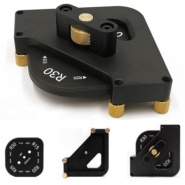 

router table corner jig r15/r20/r25/r30 radius chamfer profile template kits aluminium alloy for trimming tool woodworking tool