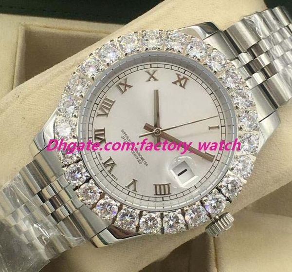 

new version luxury watch 4 style bigger diamond bezel watch 43mm roman dial jubliee steel automatic fashion men's watches wristwatch, Slivery;brown