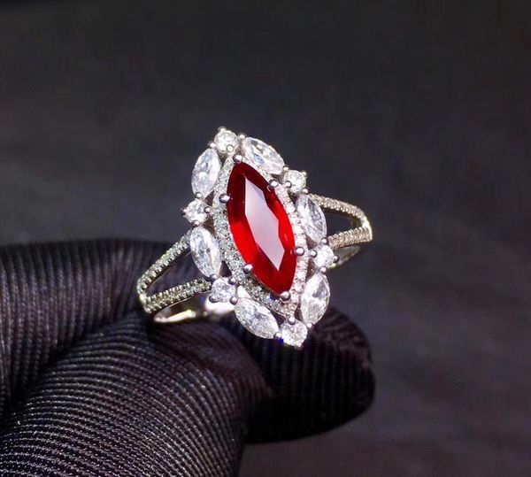 

fine jewelry grs cert pure 18 k gold jewelry natural red ruby 1.01ct diamond wedding engagement female rings for women fine ring, Golden;silver