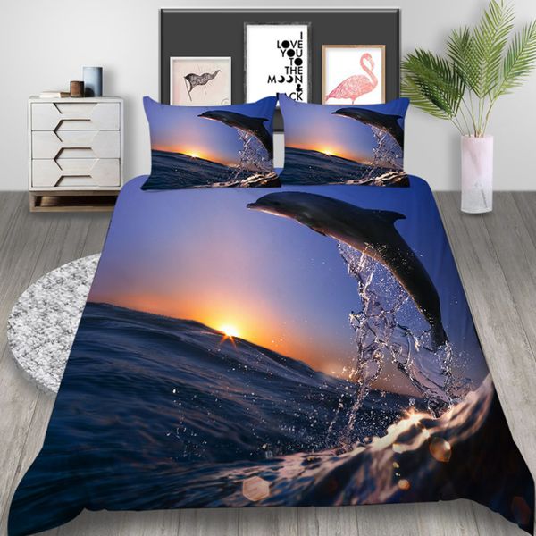 Dolphin Bedding Set Nature Creative Romantic 3d Duvet Cover Dusk