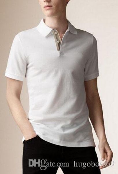 

check 2018 london brit summer solid polo shirt cotton polos lapel mens classic polo shirt white black