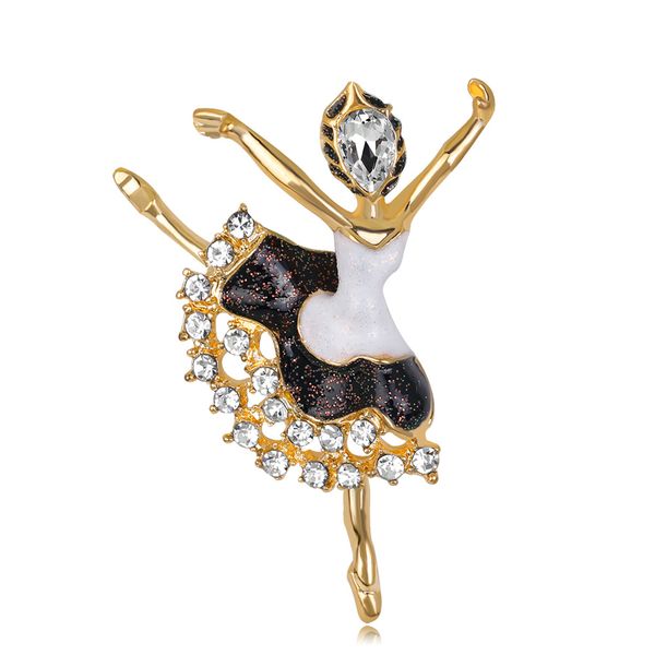 

rhinestone моды девушка балета брошь сплав падение набора алмазы масло брошь пальто украшение оптового, Gray