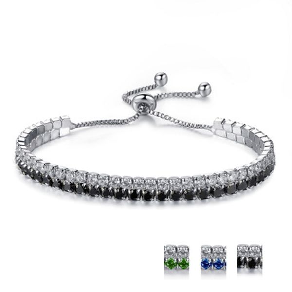 

charm double cubic zirconia box chain bracelets female christmas party silver adjustable bracelets bangles wholesale, Black