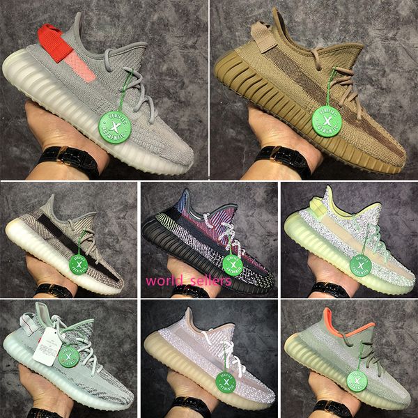 

stock x kanye running shoes desert sage linen tail light zyon 3m reflective static black white women mens designer sports sneakers 36-48