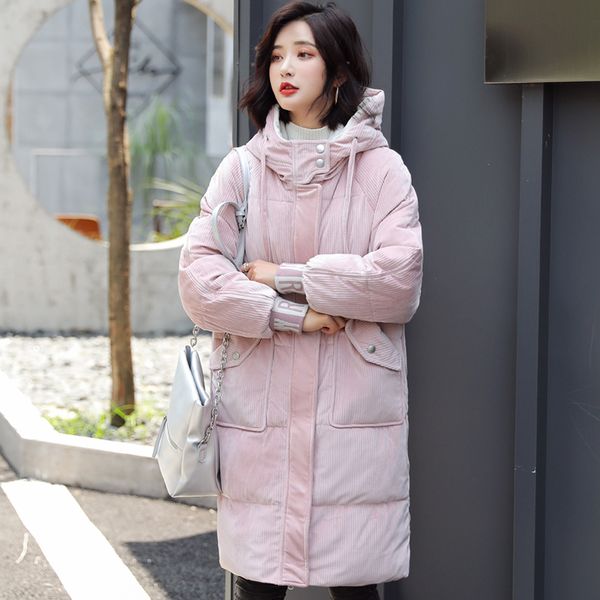 

2019 new arrival women winter jacket stand collar hooded padded female coat long warm two big pockets ladies parka, Tan;black
