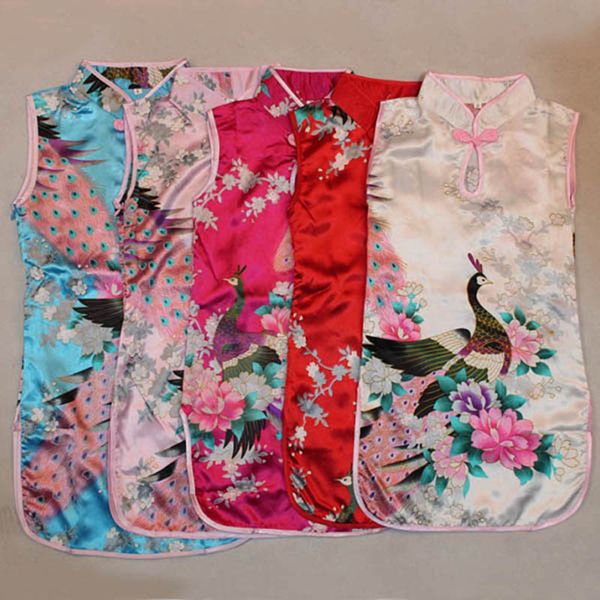 

Baby Girls Chinese Dress Sleeveless Cheongsam 2-8Y New Year Clothing Chinese QipaoWeeding Evening Dress For Baby Girl Children
