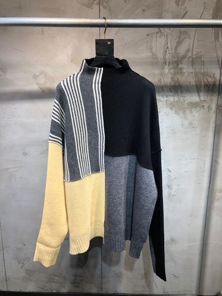 

2019 new ladies fashion long-sleeved contrast sweater 1008, White;black