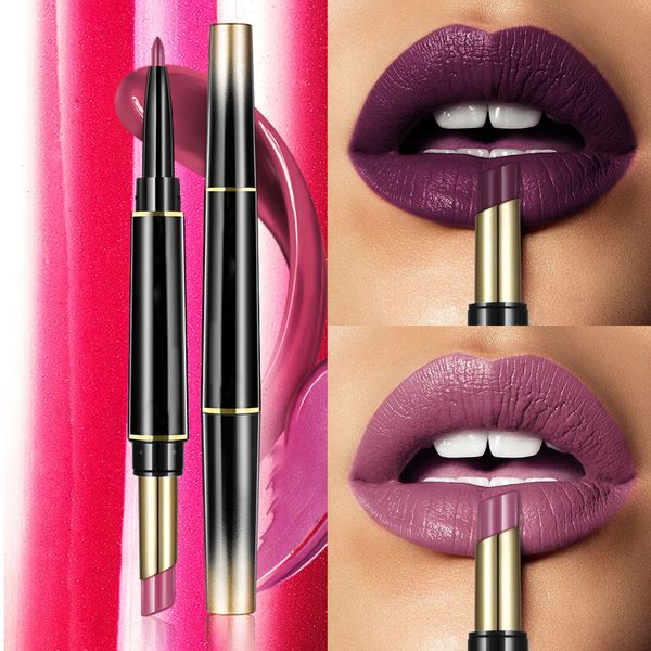 

waterproof super stay 24hours long lasting 2 in 1 lipstick matte lip liner easy to wear makeup lipstick cosmetic