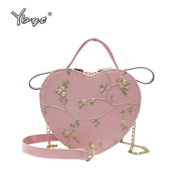 

joker leisure floral embroidery lady crossbody bag women handbags purse shoulder bag heart shaped chain small girl messenger