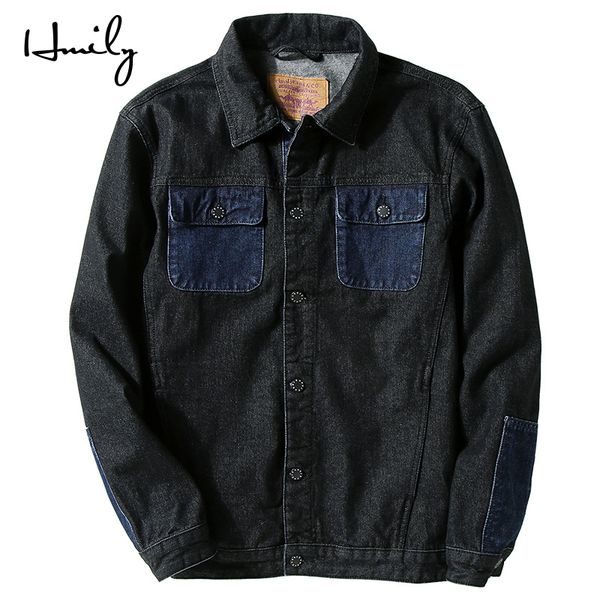 

hmily jacket men autumn fashion jeans jacket coat male slim fit casual coats outwear and coats oversized m-7xl, Black;brown