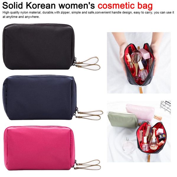 

1 pc solid color cosmetic bag korean style women makeup bag pouch toiletry waterproof makeup organizer case