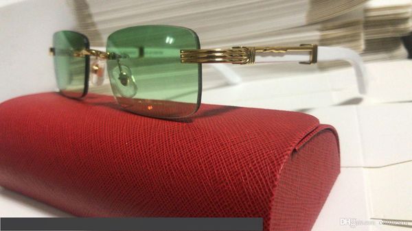 

2018 buffalo horn sunglasses men bamboo wooden sunglasses designer original wood polarized rimless sun glasses oculos de sol masculin, White;black